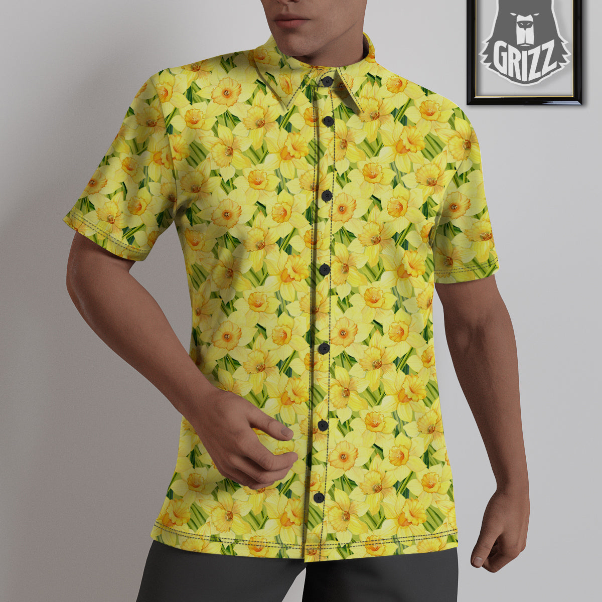 Flower Daffodil Watercolor Print Pattern Untucked Shirts-grizzshop