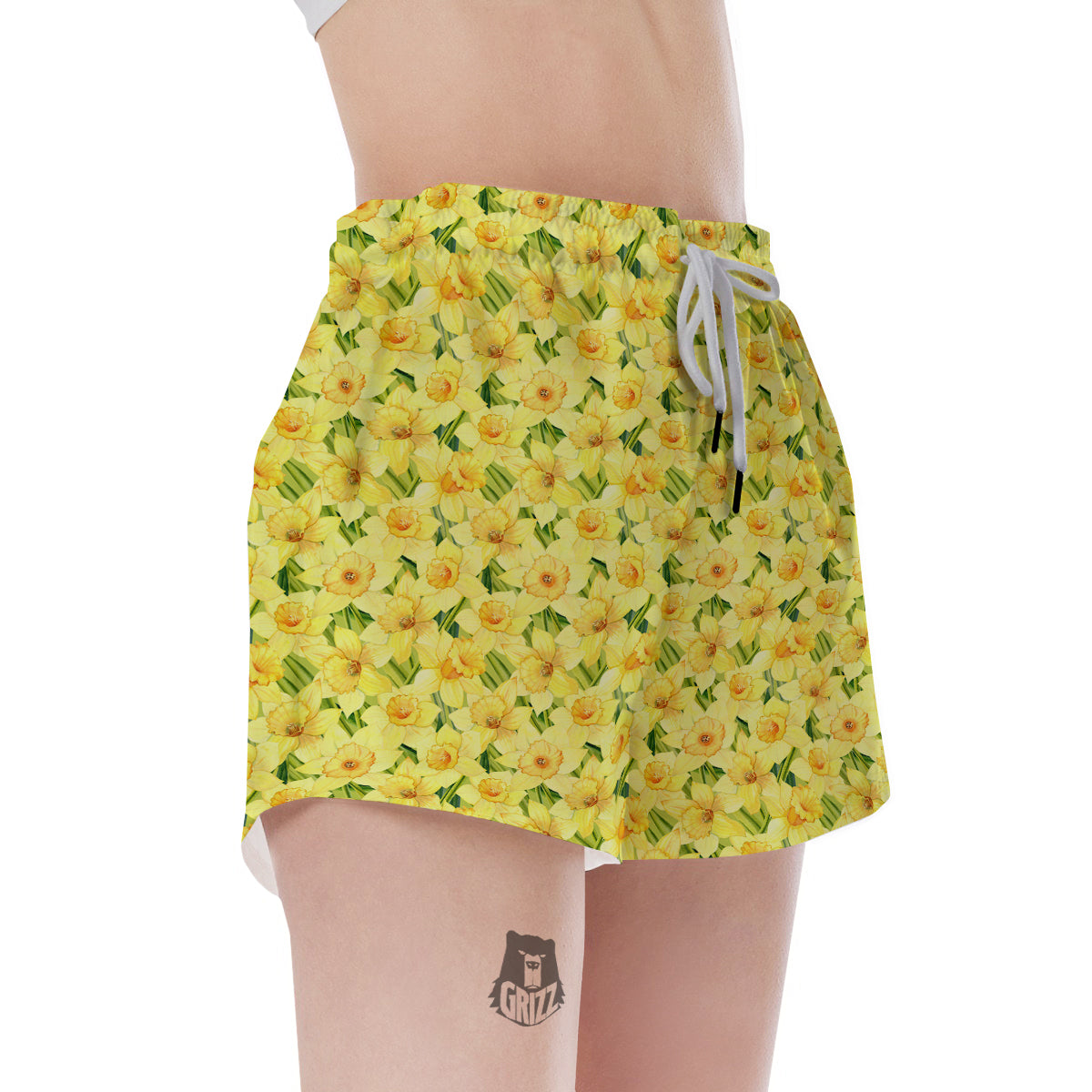 Flower Daffodil Watercolor Print Pattern Women's Shorts-grizzshop