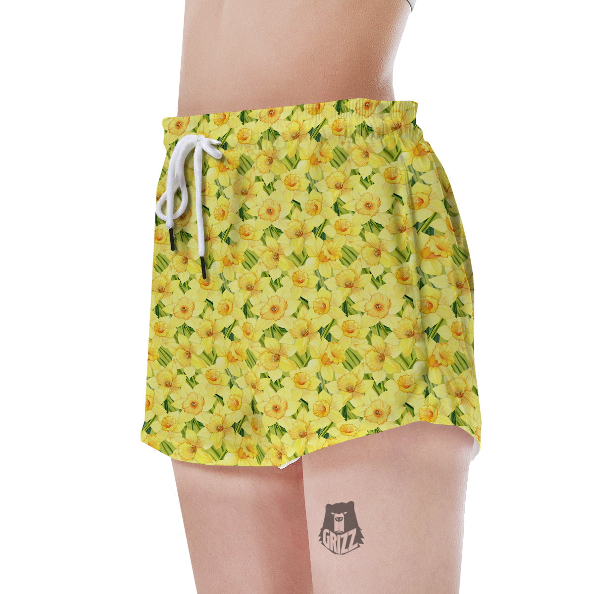 Flower Daffodil Watercolor Print Pattern Women's Shorts-grizzshop