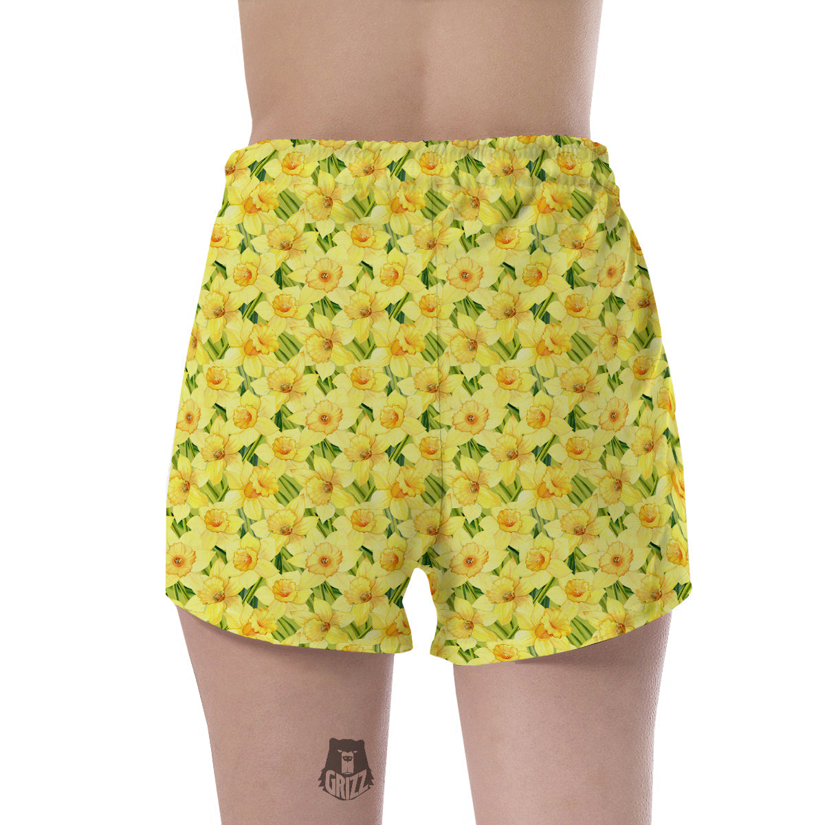 Flower Daffodil Watercolor Print Pattern Women's Shorts-grizzshop