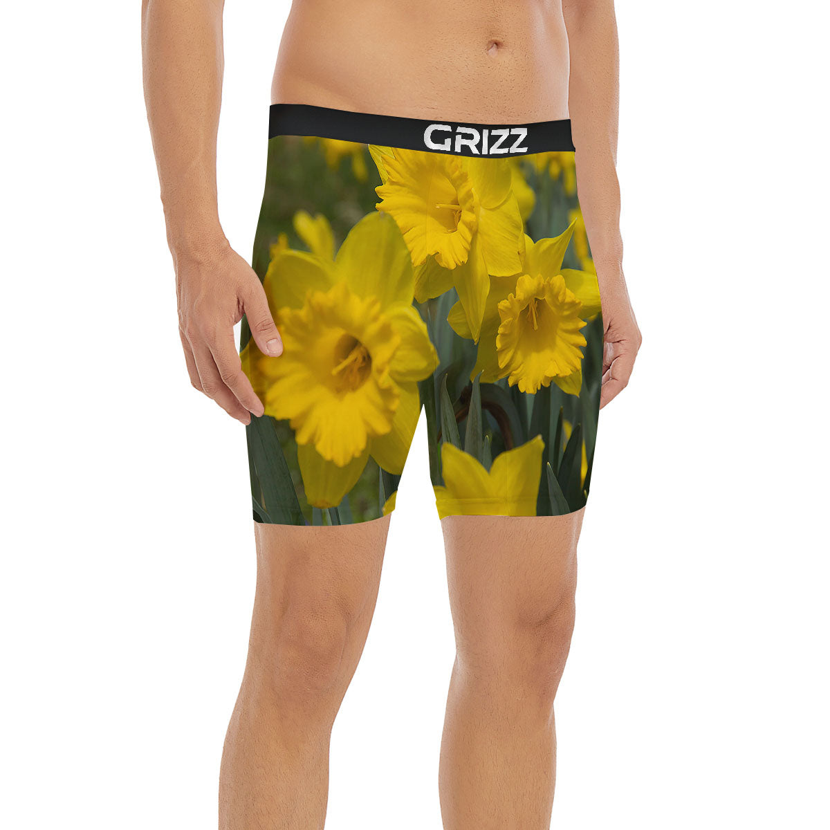 Flower Daffodil Yellow Print Boxer Briefs-grizzshop