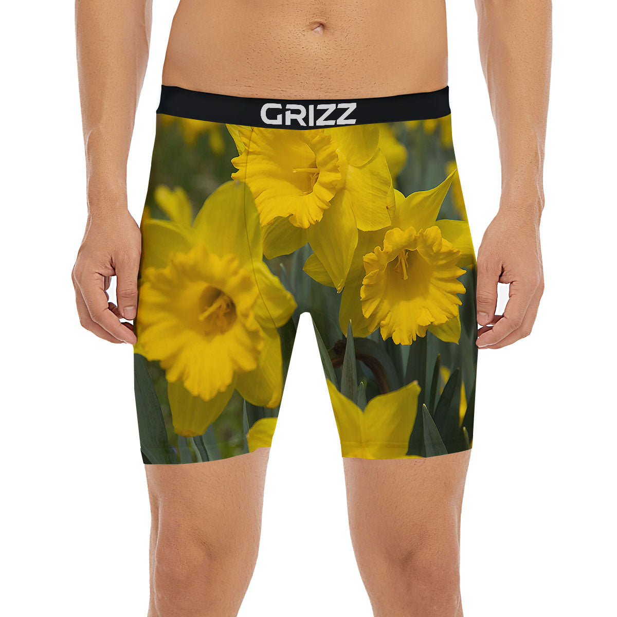 Flower Daffodil Yellow Print Boxer Briefs-grizzshop
