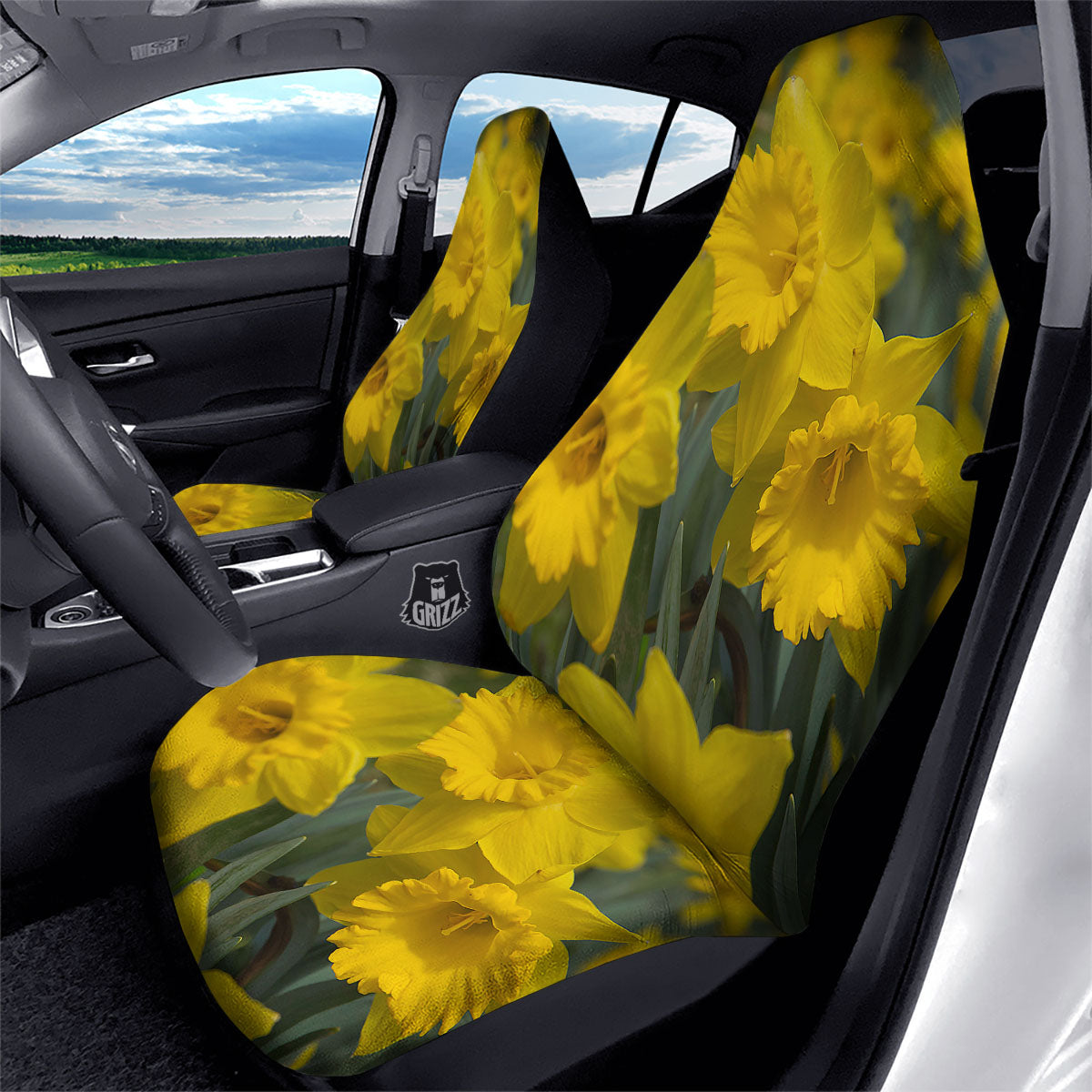 Flower Daffodil Yellow Print Car Seat Covers-grizzshop