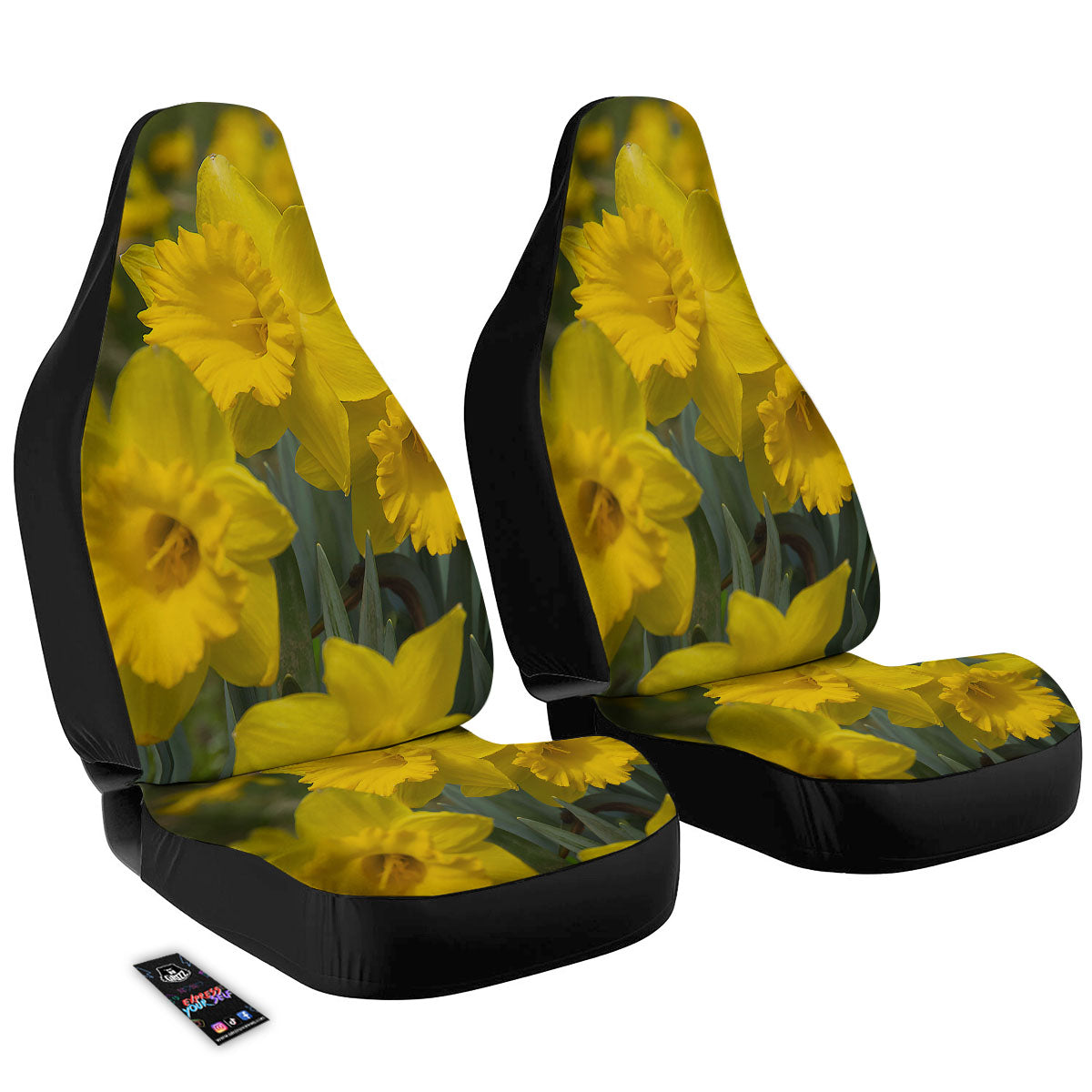 Flower Daffodil Yellow Print Car Seat Covers-grizzshop
