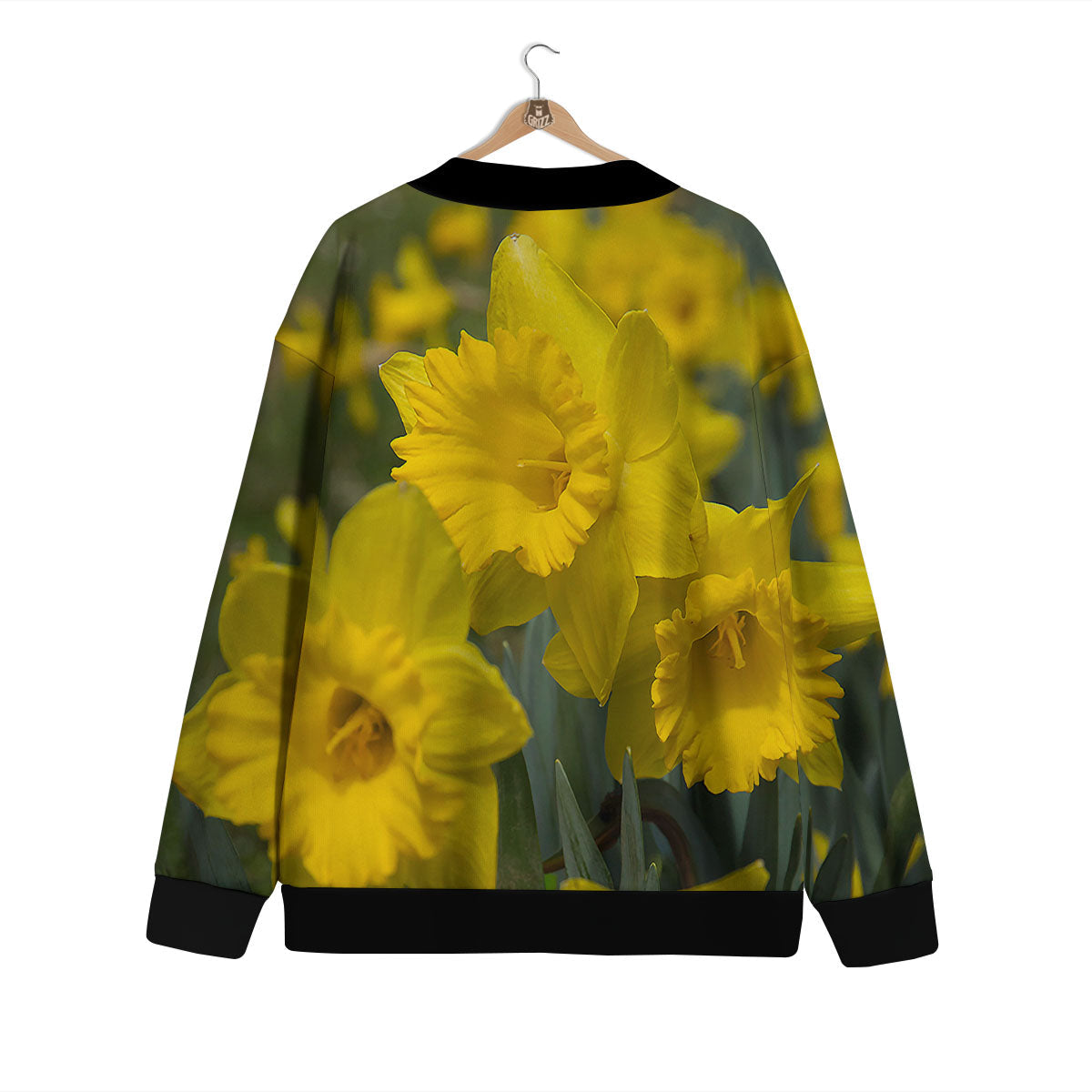 Flower Daffodil Yellow Print Cardigan-grizzshop