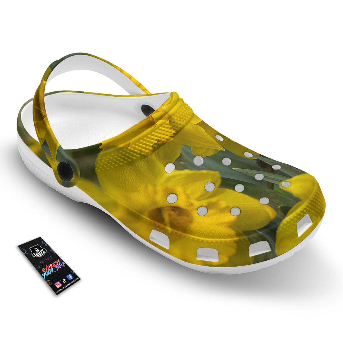 Flower Daffodil Yellow Print Clog-grizzshop