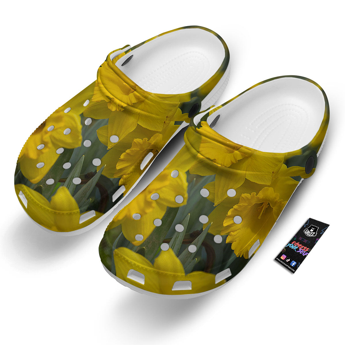 Flower Daffodil Yellow Print Clog-grizzshop