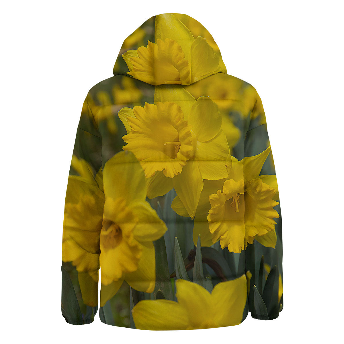 Flower Daffodil Yellow Print Down Jacket-grizzshop