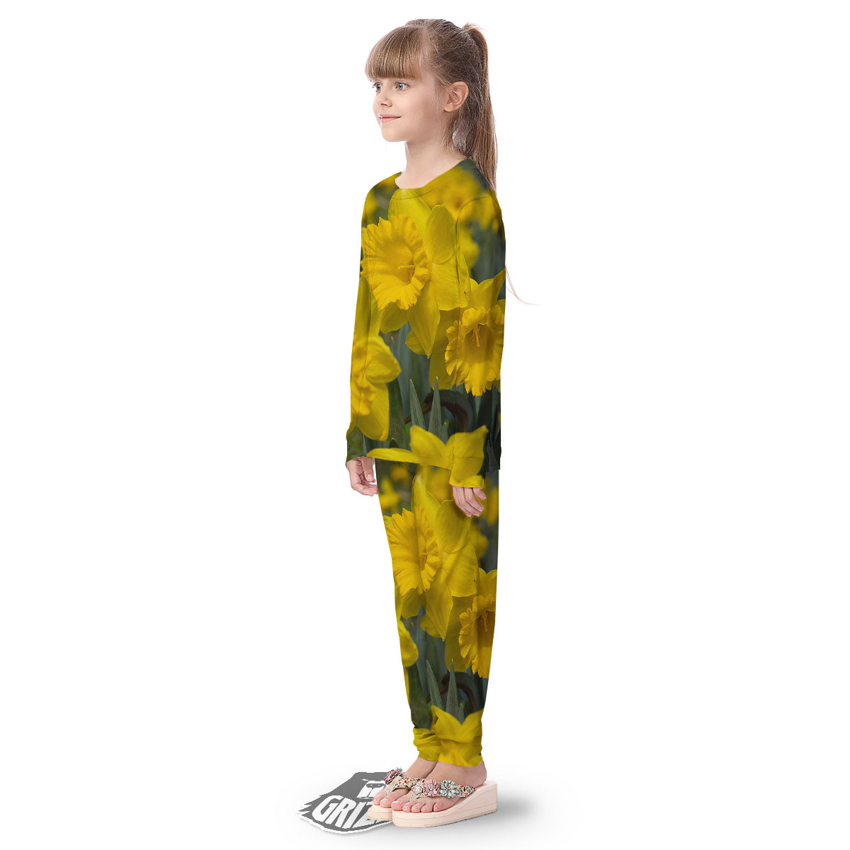 Flower Daffodil Yellow Print Kid's Pajamas-grizzshop
