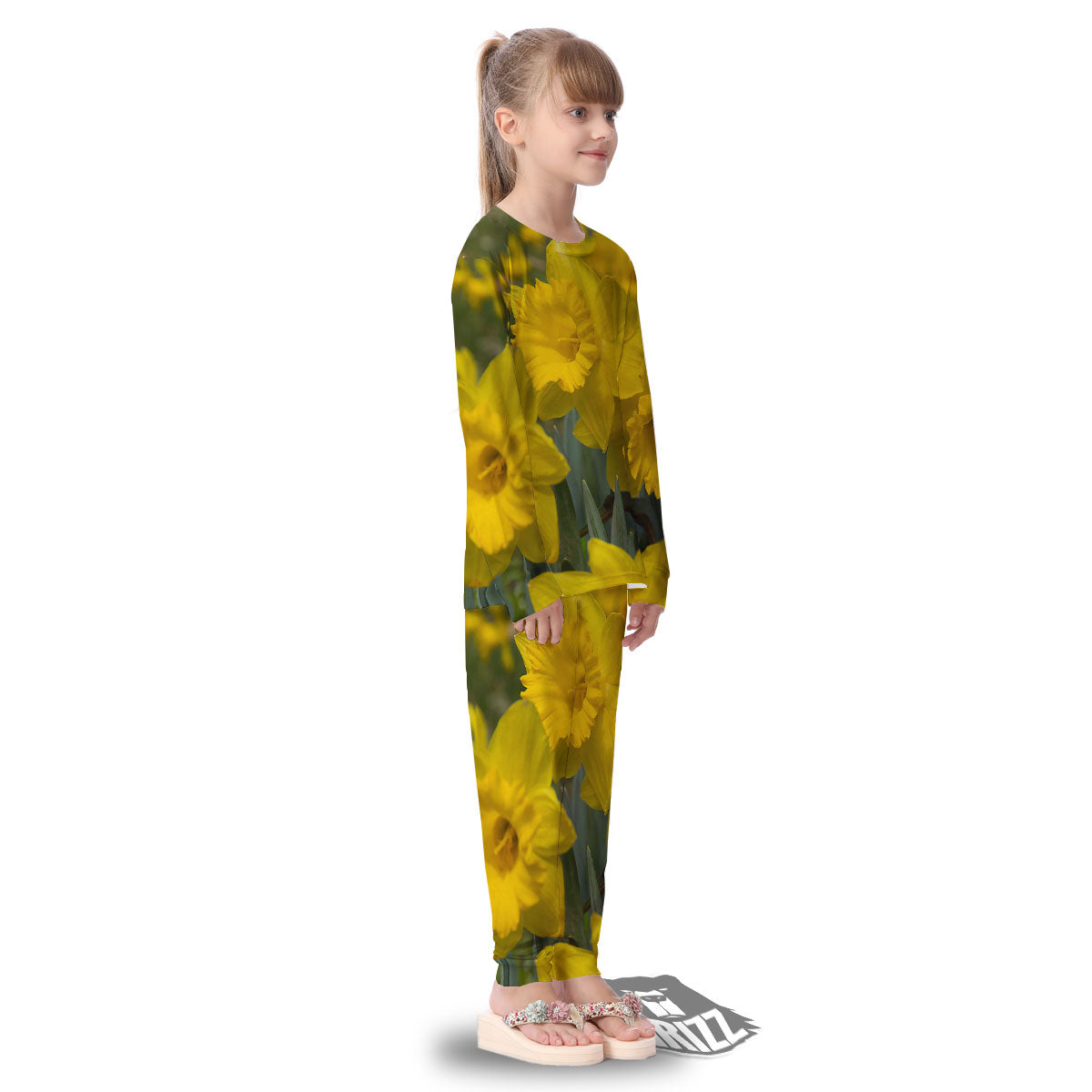 Flower Daffodil Yellow Print Kid's Pajamas-grizzshop