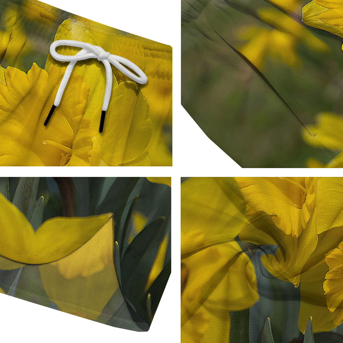 Flower Daffodil Yellow Print Men's Running Shorts-grizzshop