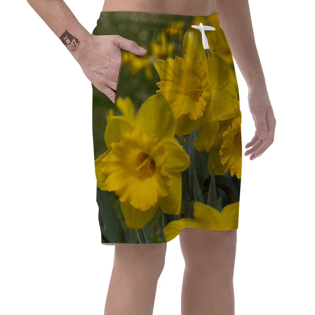 Flower Daffodil Yellow Print Men's Shorts-grizzshop
