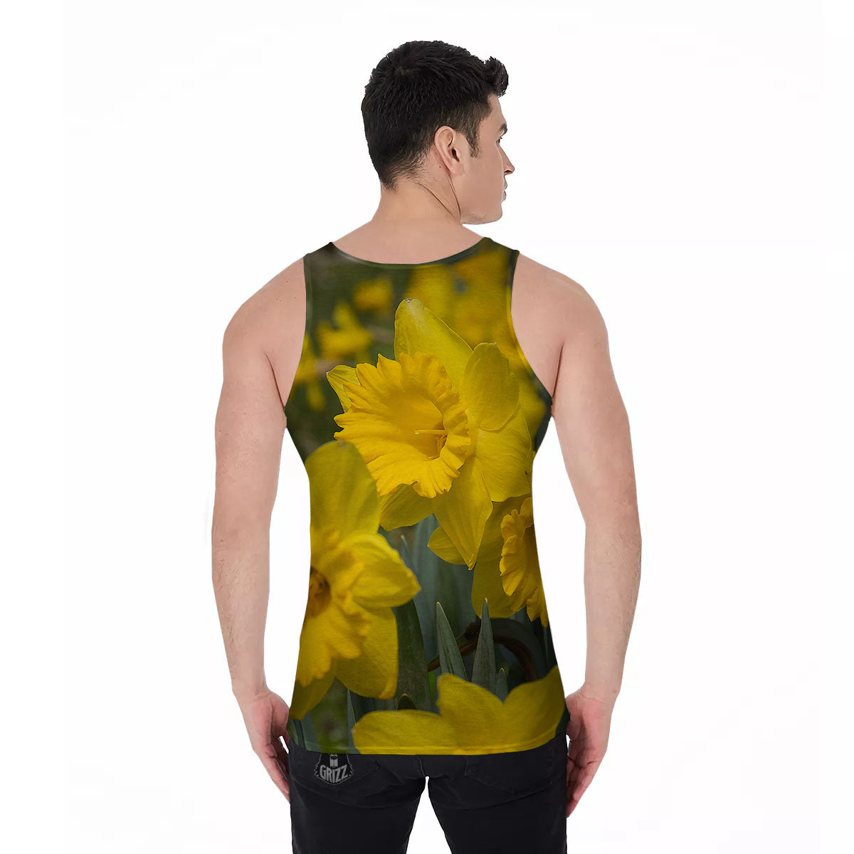 Flower Daffodil Yellow Print Men's Tank Top-grizzshop