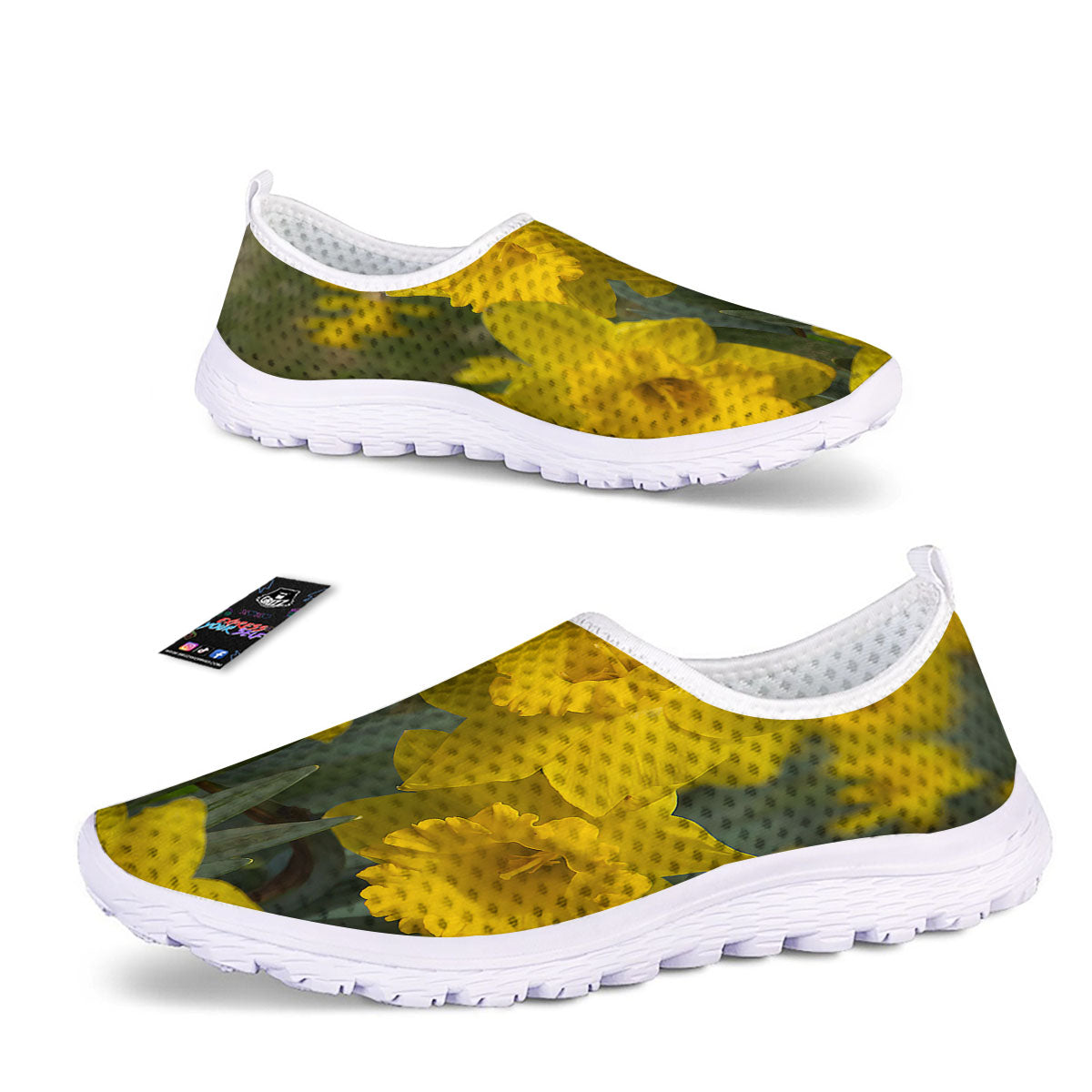 Flower Daffodil Yellow Print Nurse Shoes-grizzshop