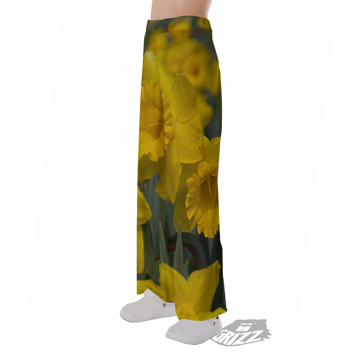 Flower Daffodil Yellow Print Pajama Pants-grizzshop
