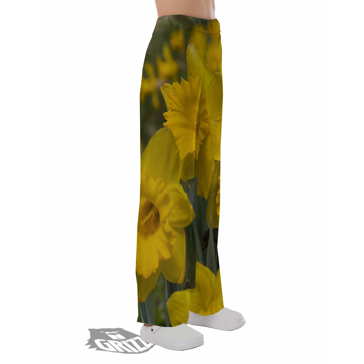 Flower Daffodil Yellow Print Pajama Pants-grizzshop