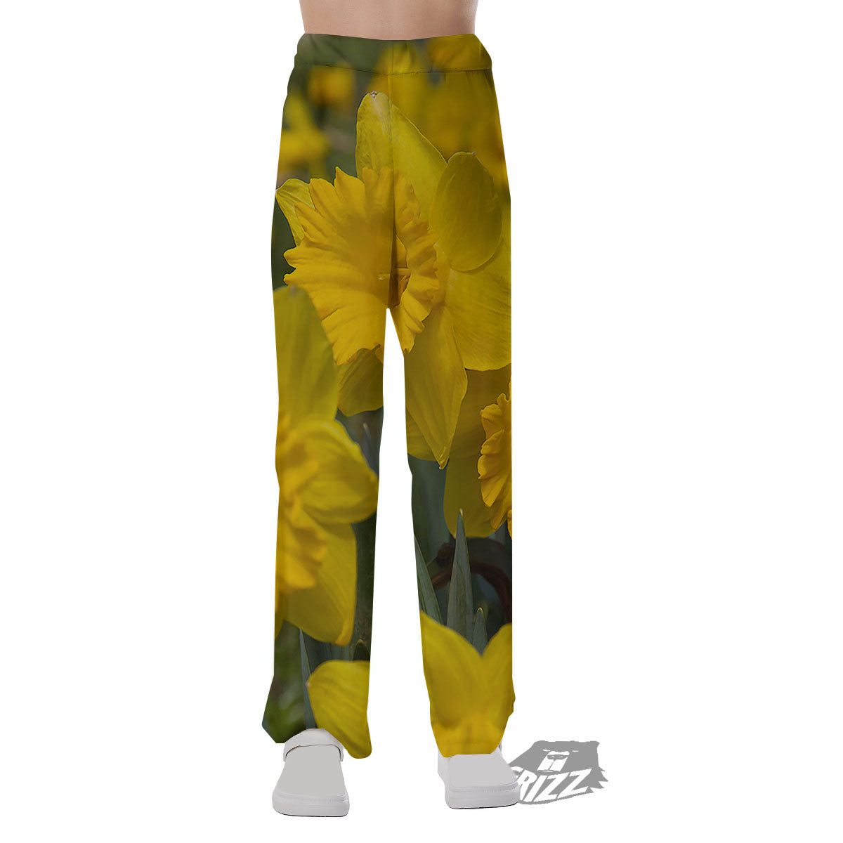 Flower Daffodil Yellow Print Pajama Pants-grizzshop