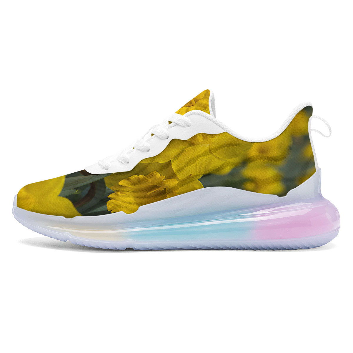 Flower Daffodil Yellow Print Running Sneakers-grizzshop