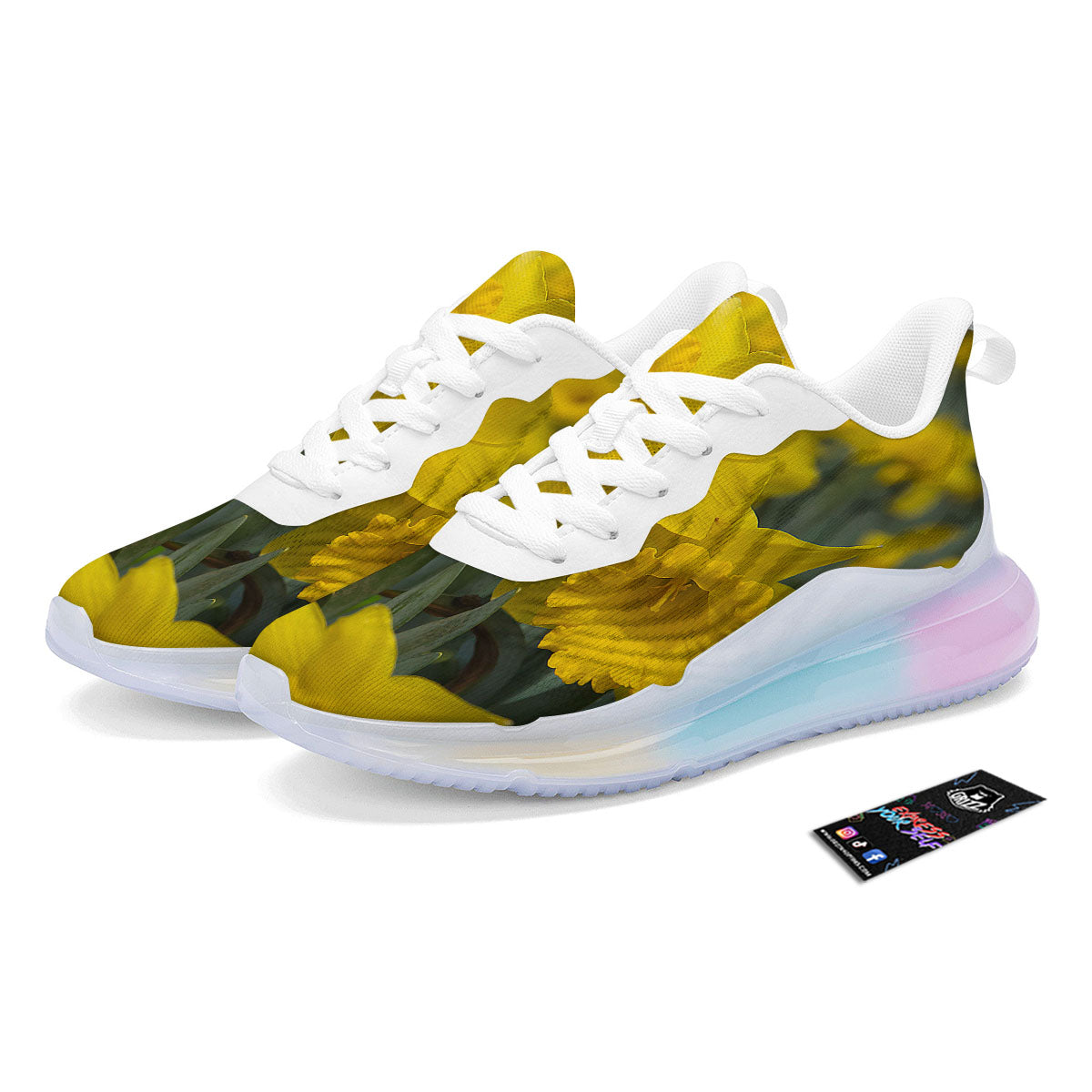 Flower Daffodil Yellow Print Running Sneakers-grizzshop