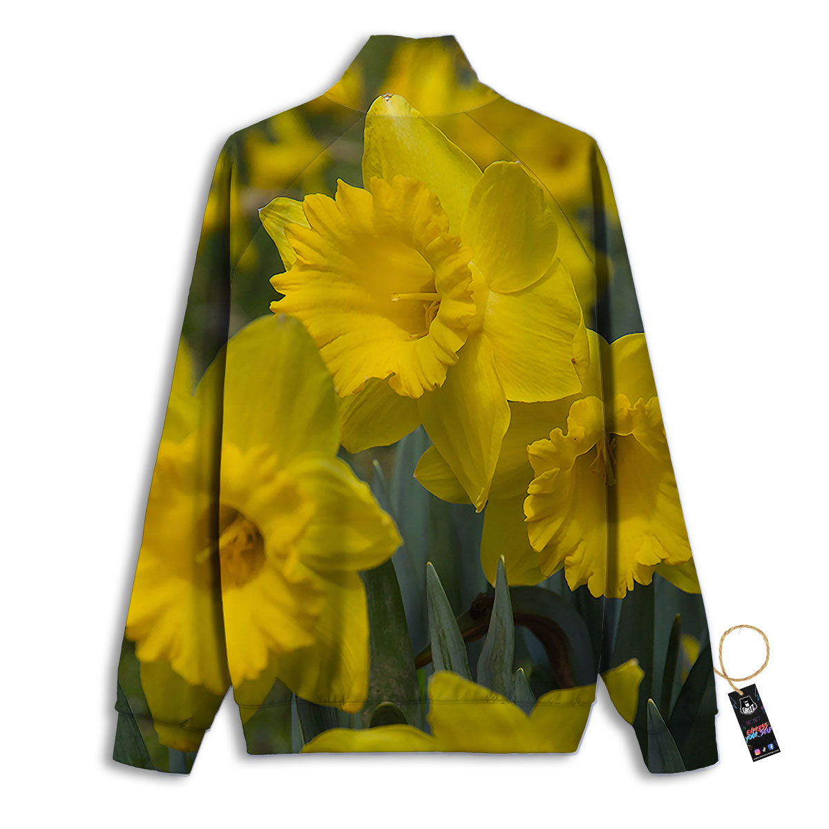 Flower Daffodil Yellow Print Track Jacket-grizzshop