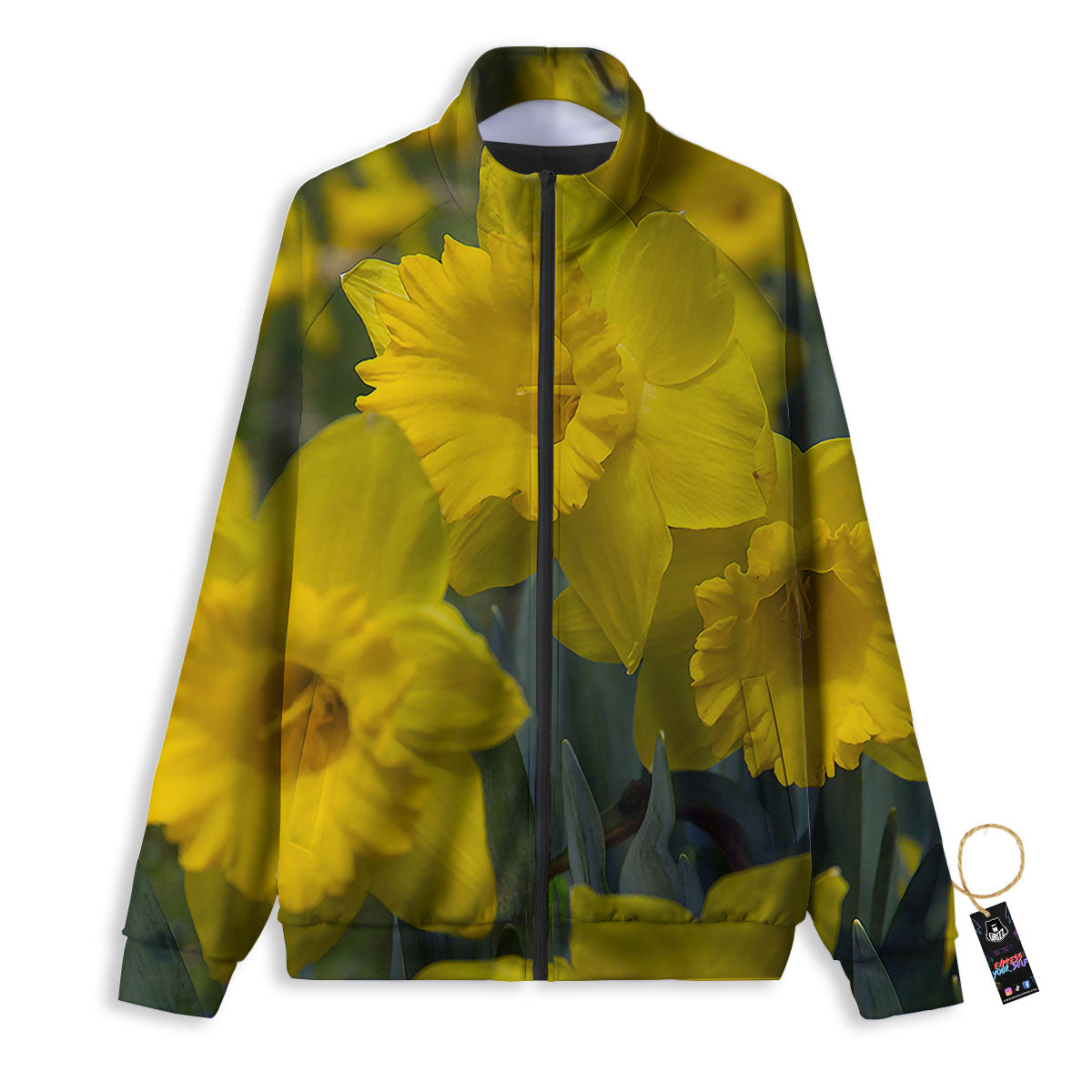 Flower Daffodil Yellow Print Track Jacket-grizzshop
