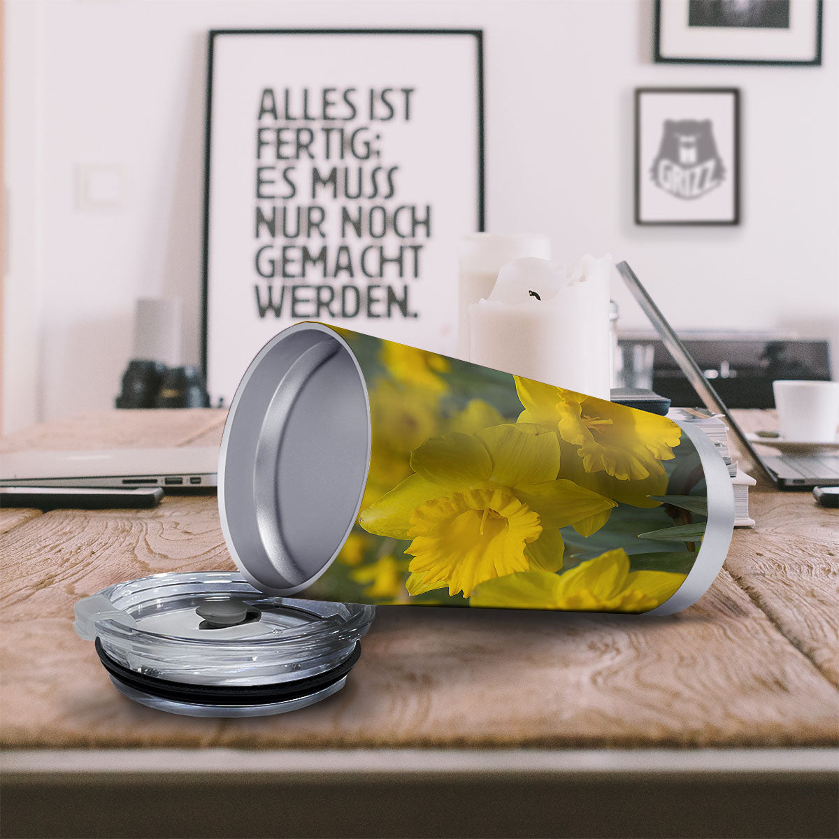 Flower Daffodil Yellow Print Tumbler-grizzshop