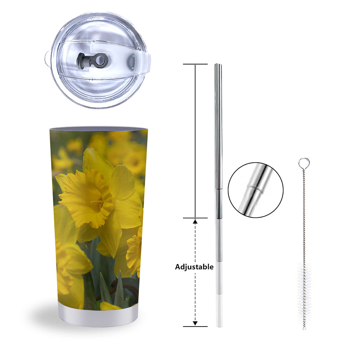 Flower Daffodil Yellow Print Tumbler-grizzshop