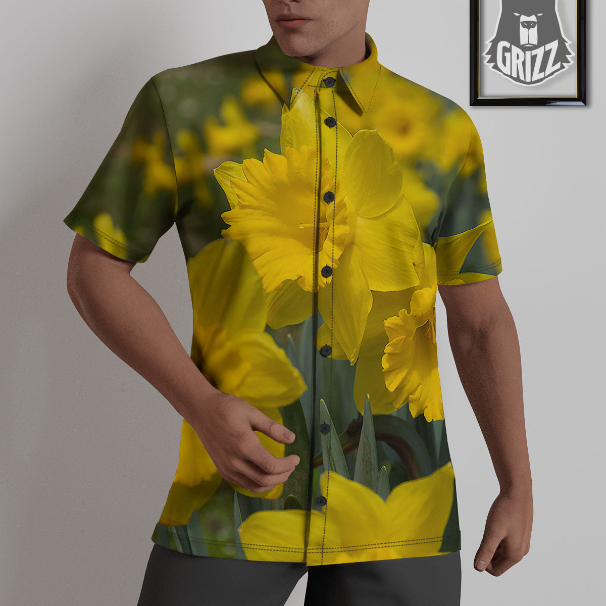 Flower Daffodil Yellow Print Untucked Shirts-grizzshop