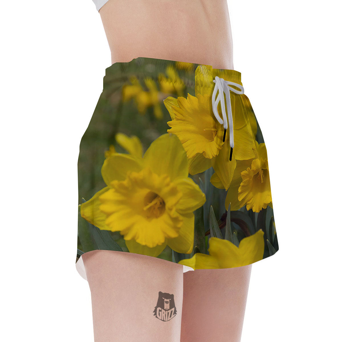 Flower Daffodil Yellow Print Women's Shorts-grizzshop