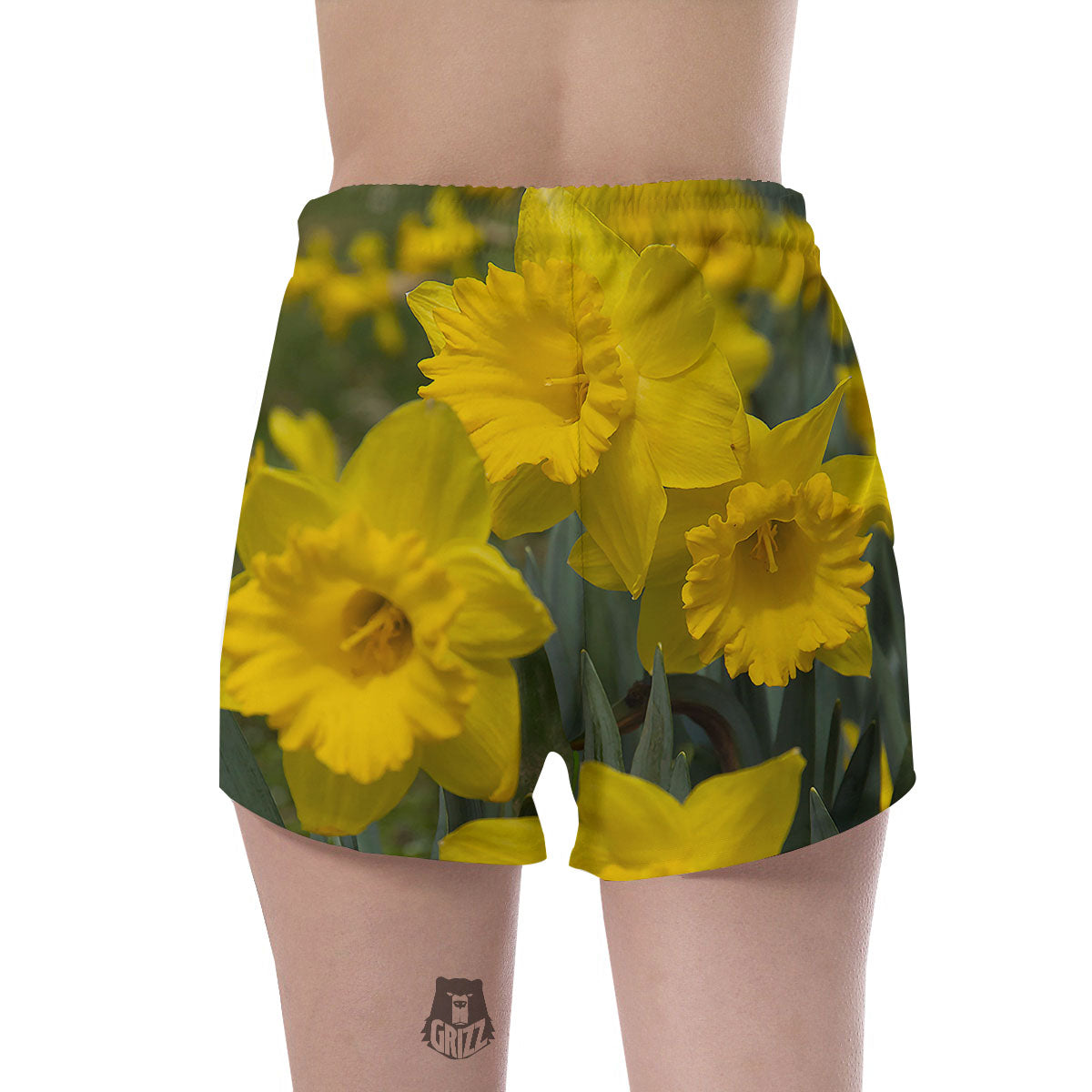 Flower Daffodil Yellow Print Women's Shorts-grizzshop