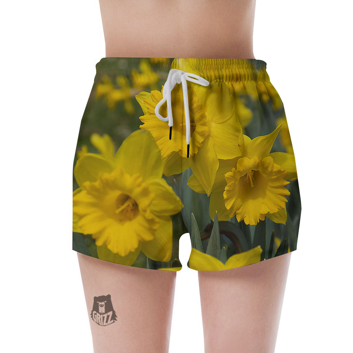 Flower Daffodil Yellow Print Women's Shorts-grizzshop