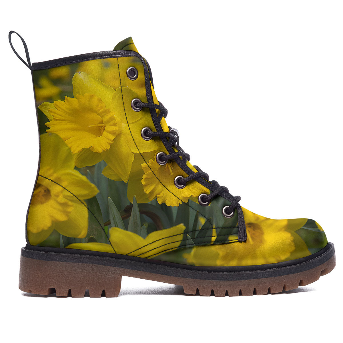Flower Daffodil Yellow Print Work Boots-grizzshop