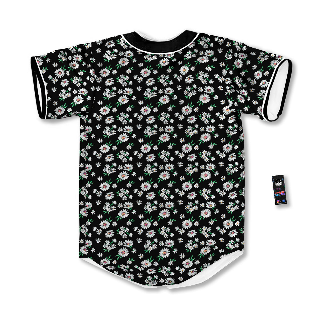 Flower Daisy Print Pattern Baseball Jersey-grizzshop