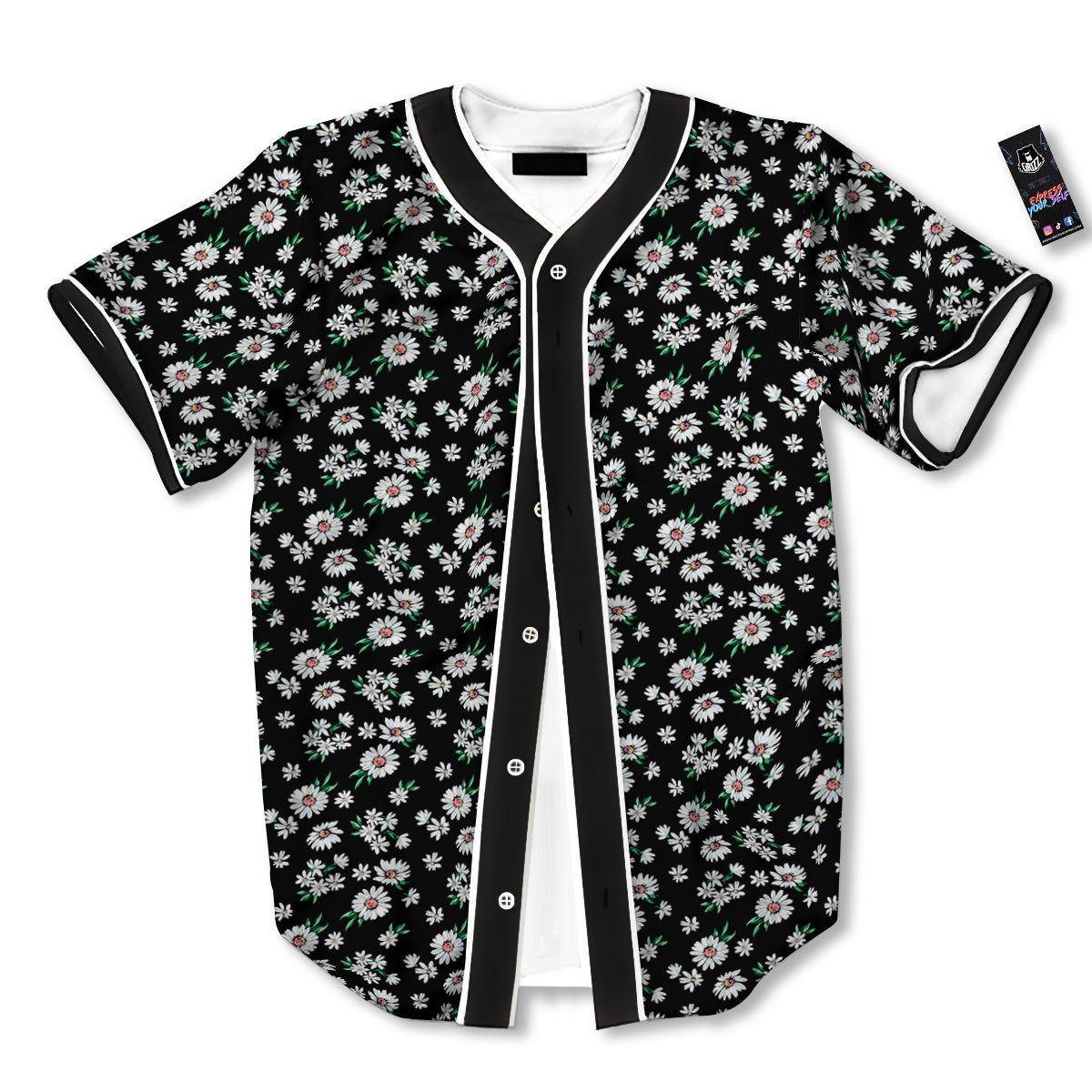 Flower Daisy Print Pattern Baseball Jersey-grizzshop