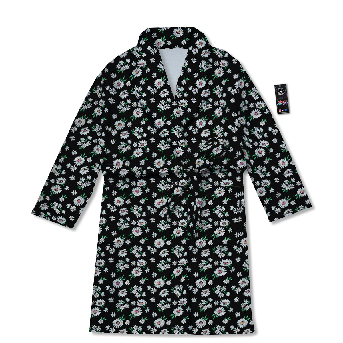 Flower Daisy Print Pattern Bathrobe-grizzshop