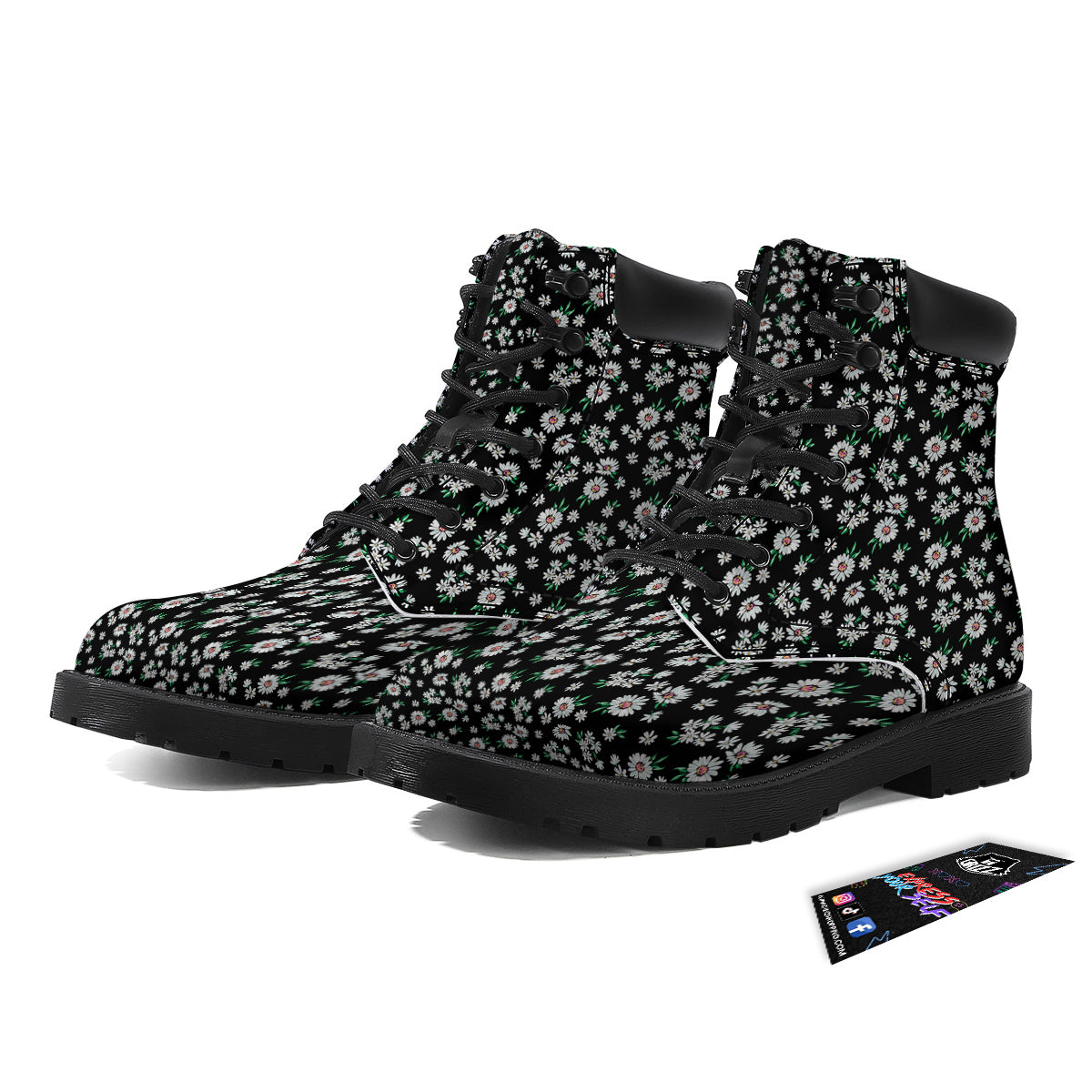 Flower Daisy Print Pattern Boots-grizzshop