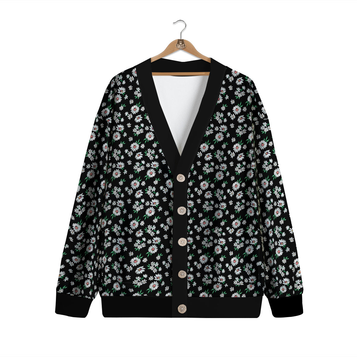 Flower Daisy Print Pattern Cardigan-grizzshop