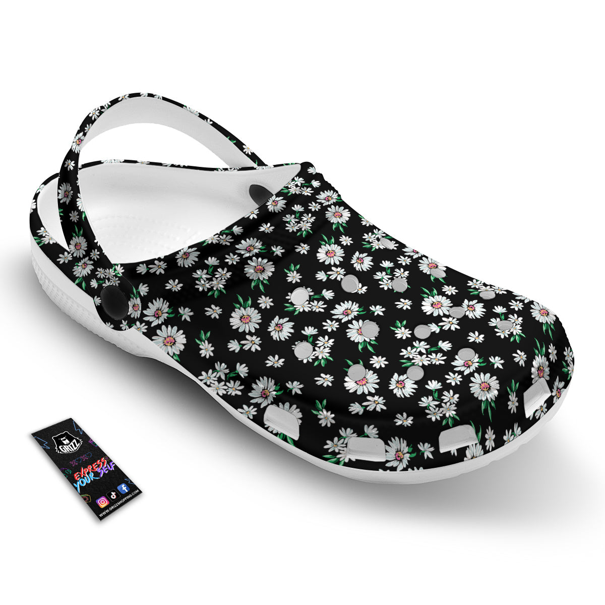 Flower Daisy Print Pattern Clog-grizzshop