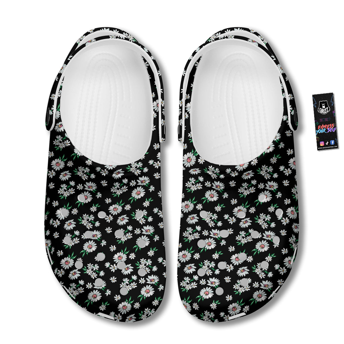 Flower Daisy Print Pattern Clog-grizzshop