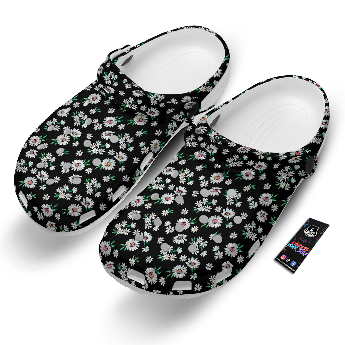 Flower Daisy Print Pattern Clog-grizzshop