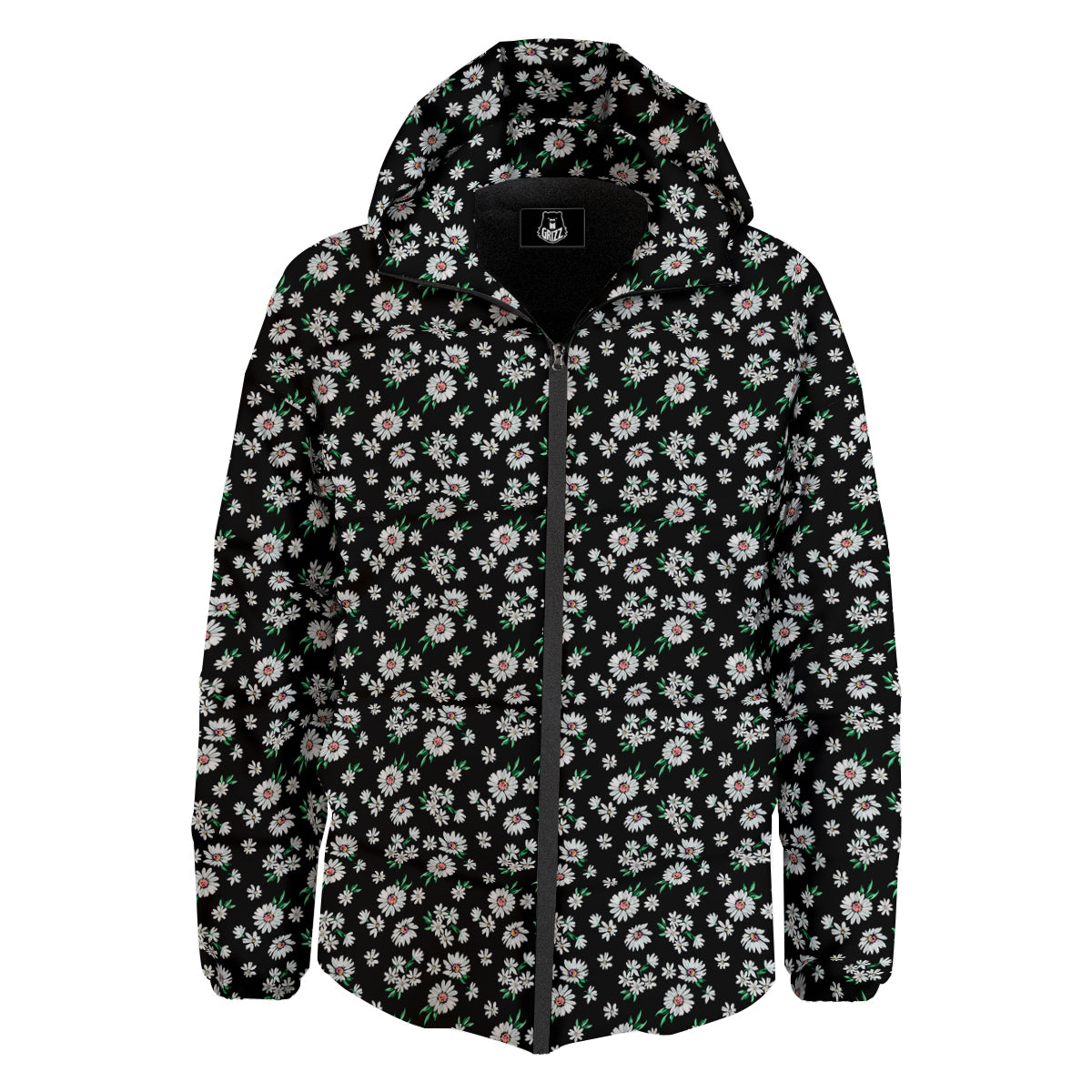 Flower Daisy Print Pattern Down Jacket-grizzshop
