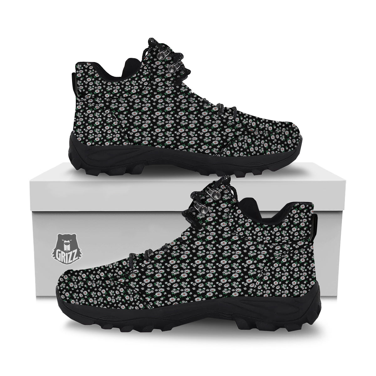 Flower Daisy Print Pattern Hiking Shoes-grizzshop