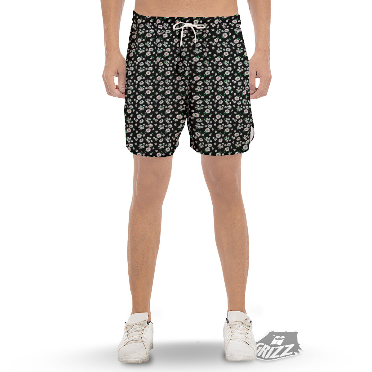 Flower Daisy Print Pattern Men's Gym Shorts-grizzshop