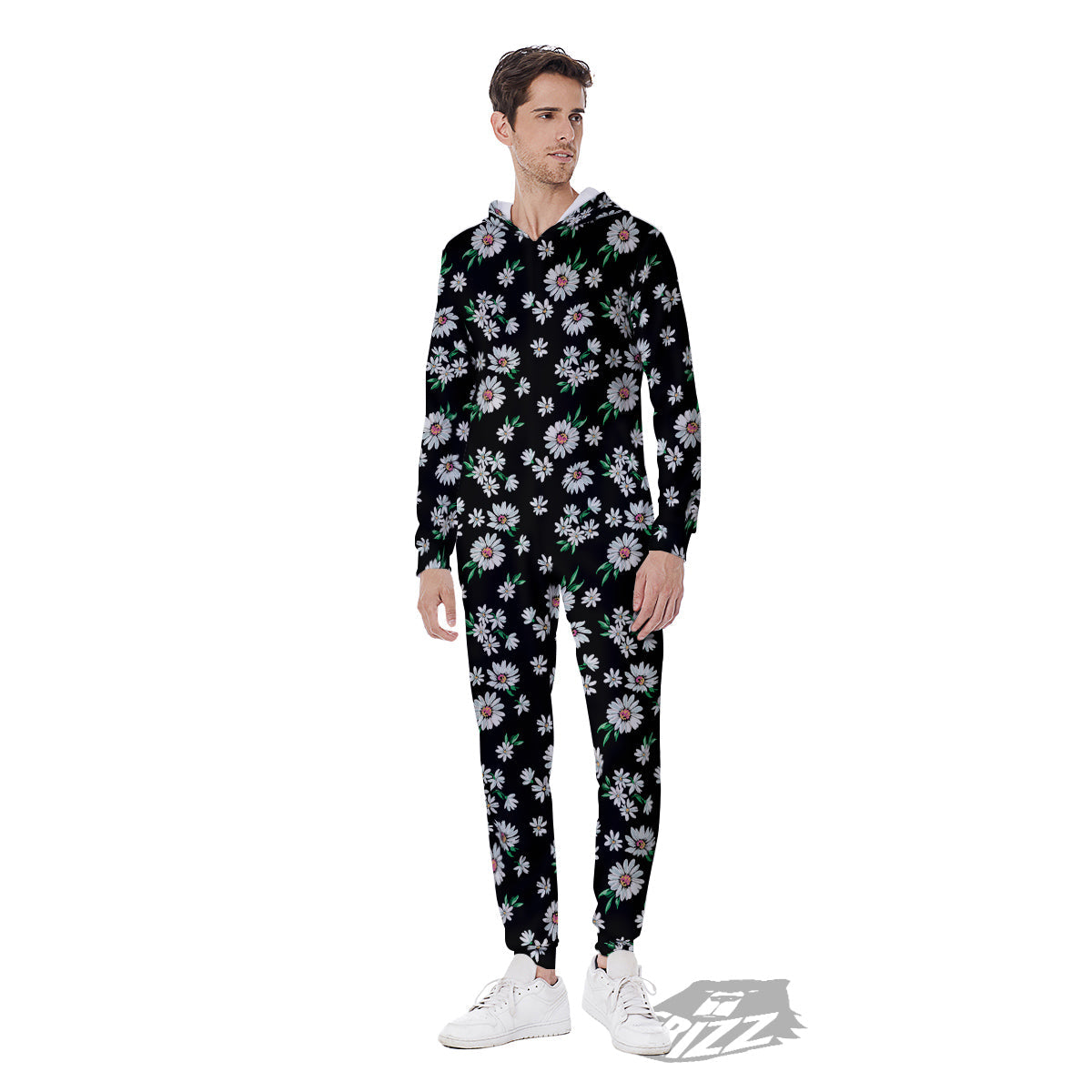Flower Daisy Print Pattern Men's Jumpsuit-grizzshop