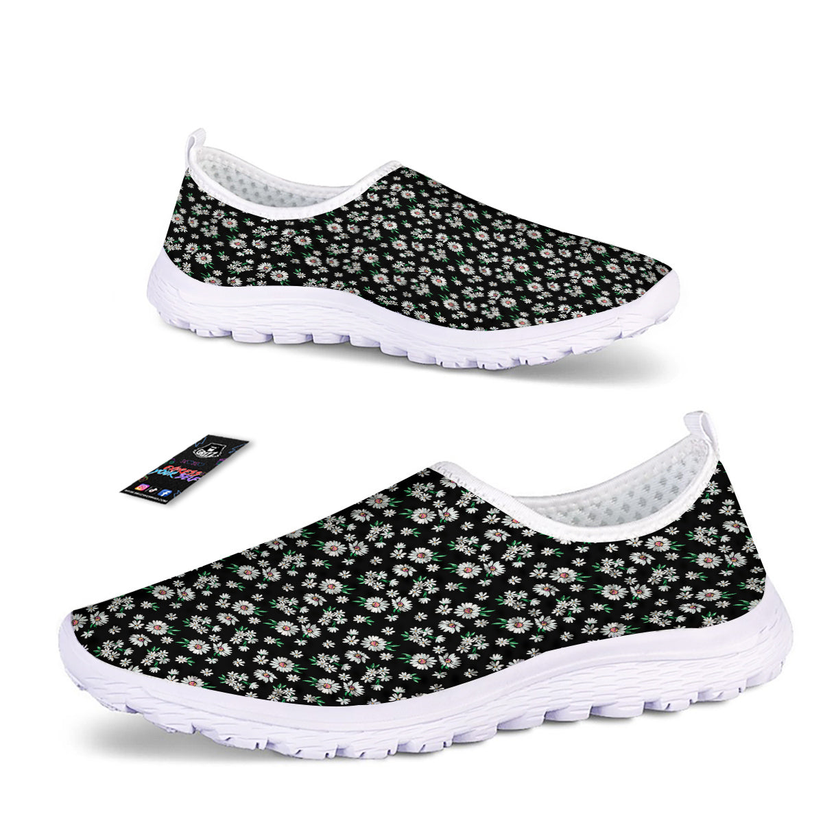 Flower Daisy Print Pattern Nurse Shoes-grizzshop