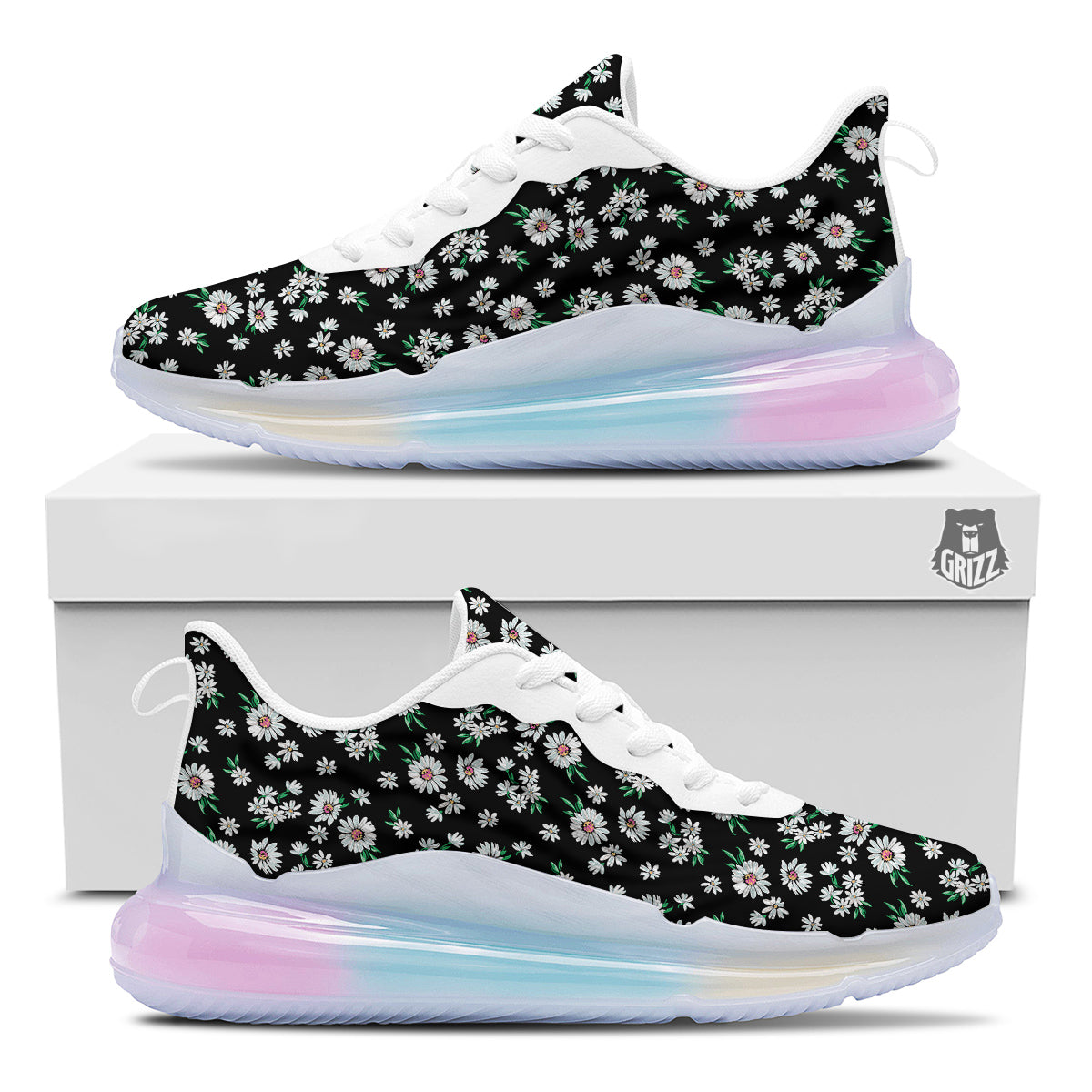 Flower Daisy Print Pattern Running Sneakers-grizzshop