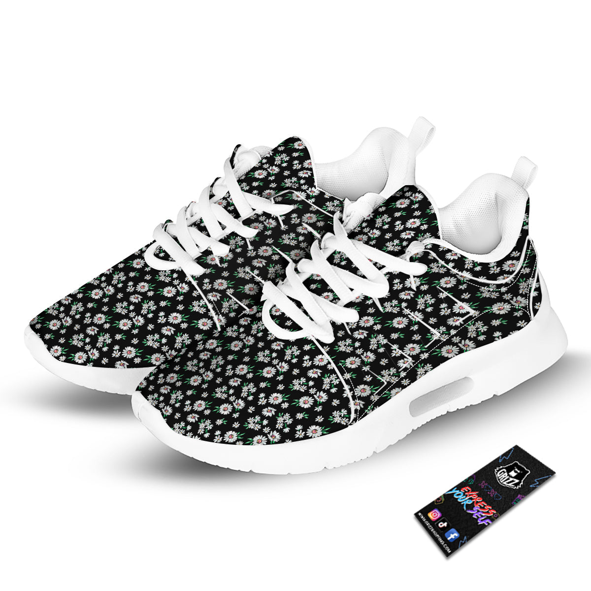Flower Daisy Print Pattern Tennis Shoes-grizzshop