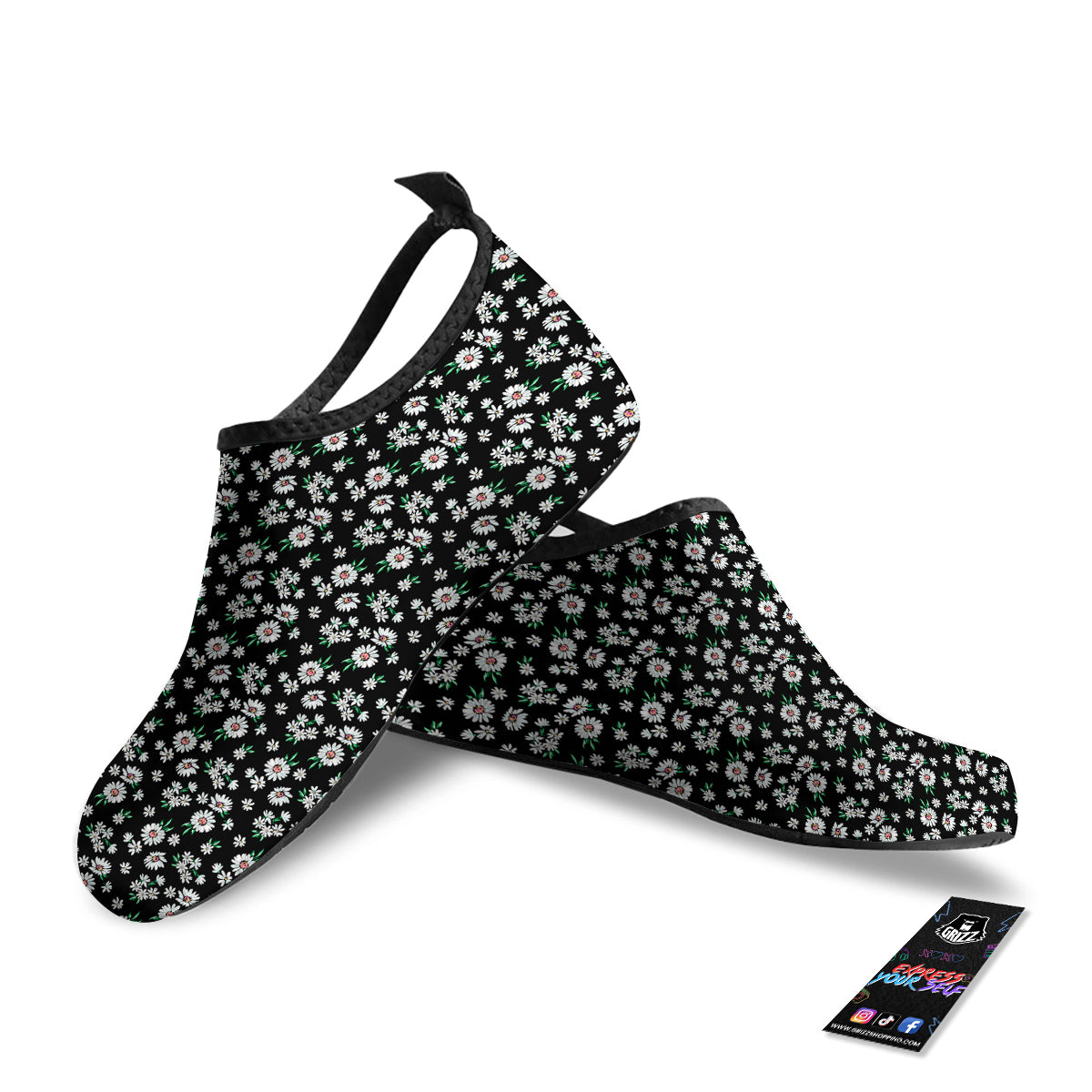 Flower Daisy Print Pattern Water Shoes-grizzshop