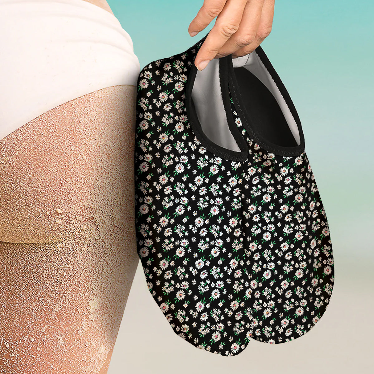 Flower Daisy Print Pattern Water Shoes-grizzshop