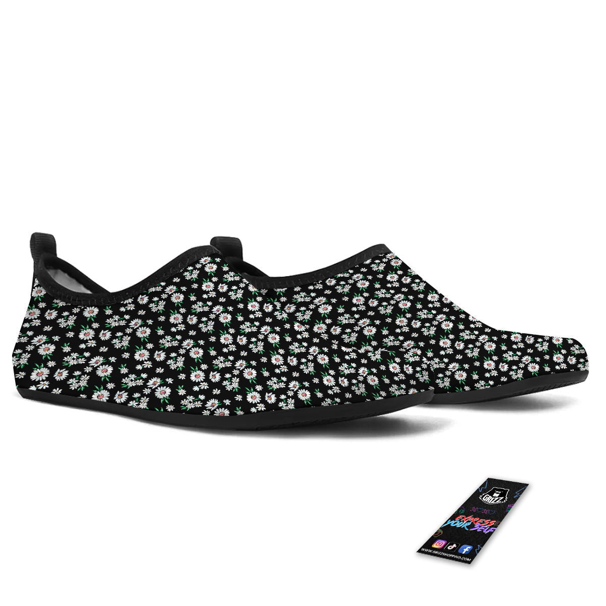 Flower Daisy Print Pattern Water Shoes-grizzshop